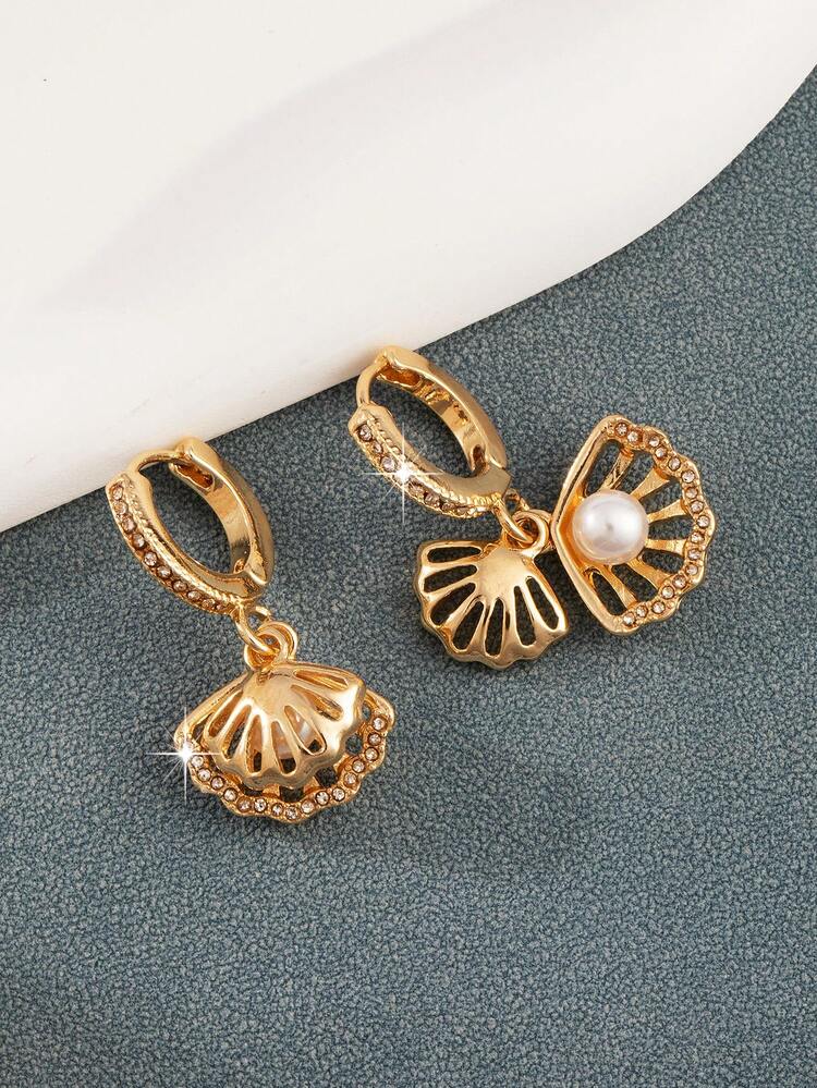 1 件夏日海滩风格耳环，甜美海星和长珍珠耳环，粉色贝壳吊坠 - 貝殼 - 查看 3