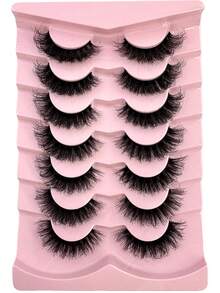 New 2Boxes/14Pairs Soft, Fluffy Natural-Looking 3D Mink Eyelashes, Russian Volume Eyelashes, Dramatic Layered Messy Mink Lashes For Smart Long Cat Eye Lifting, Full Strip Lashes Reusable For Daily And Party, Gift Idear - 黑色 - 查看 2