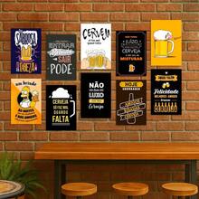 Quadros Buteco Boteco - Imagens para decorar Area Churrasco Casa Bar - Kit com 10 Placas Tamanho 20x30cm - Preto - Visão 1