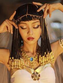 1件银色异域风情头饰发链，优雅仙女女王额饰吊坠，复古新娘风格，发饰 - 銀色 - 查看 13