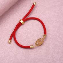 2025 Vintage Versatile Copper Oval Shape Rainbow Zirconia Virgin Mary Adjustable Red Pink Black Rope Bracelet Women Jewelry - Gold - View 8