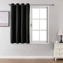 1pc/2pcs Linen-Like Blackout Curtains, Available In Multiple Sizes For Bedroom, Living Room, Home Theater, Dining Room, With Eyelets - Black - View 26