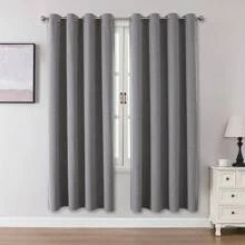 1 件/2 件仿亚麻遮光窗帘，多种尺寸可选，适用于卧室、客厅、家庭影院、餐厅，带拉绳窗帘布，深灰色