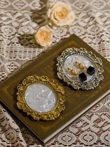 Cirelle 1pc Vintage Gold & Silver Jewelry Display Tray, Small Niche Jewelry Photography Prop Back To School - Multicolor - View 2