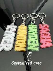 1 Chaveiro e Etiqueta Personalizados de Acrílico - Nome Personalizável, 4 Cores Disponíveis (Branco/Verde/Amarelo/Rosa), Design Durável e Brilhante, Fivela de Argola Adequada para Mochilas, Bolsas de Fraldas, Lancheiras, Presentes do Dia dos Namorados