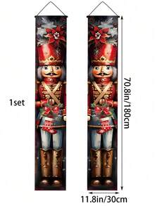 1 Set di Grandi Striscioni Natalizi per Porta da 180 cm con Stampe a Quadri e Festive, Cartelli Appesi per Portico per Decorazioni Natalizie Interne ed Esterne per Ingresso Invernale