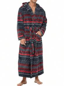 Mens Robe With Hood, Plush Fleece Hooded Mens Bathrobe, Big And Tall Bath Robe For Menhalloween - Savannah Fusion - View 2