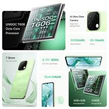 UMIDIGI G9T Smartphone Versión Global, Android 14, 8GB+128GB Expandible a 1TB, Pantalla HD+ de 6.75" a 90Hz, Cámara de 13MP, Batería de 5000mAh, Desbloqueo Facial y de Huella Digital, 4G Dual SIM, GPS - Blanco - Ver 5