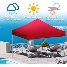 Repuesto De Lona para Toldo (sin Paredes) Tamaño Exterior 3x3m Interior 2.92x2.92m Impermeable Protección Plegable Acero Lona Impermeable Jardín Casa Exterior Facil Armado Y Transporte (Blanca) - Rojo con UV Protección - Ver 10