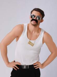 5pcs Hip Hop Accessories Set: Dollar Sign Disco Necklace (With Minor Welding Defect), Fashion Glasses, Bracelet, 2pcs Rings, Eccentric Costume Accessories Suitable For Halloween, Cosplay, Back To School - Multicolor - View 10