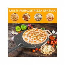 Pizzaschaufel mit breiter Auflagefläche und praktischem Lochdesign. Antihaftbeschichtung, robust und langlebig. Geeignet zum Backen von Pizza, Brot, Kuchen, Torten, Desserts usw. - Schwarz - Übersicht 4