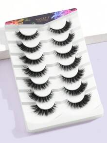 MAANGE 14 Pairs Of Natural Full False Eyelashes,Thick Curling Fluffy Eyelashes For Party Use Manga Eyelashes, Travel Essentials - 黑色 - 查看 2
