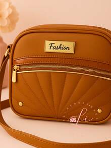 Women's Crossbody Bag With Fashion Embroidery, Modern Design - Camel - View 3