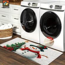 1 pièce Tapis de porte anti-dérapant avec motif bonhomme de neige de Noël, tapis de porte en fibre super anti-dérapant, convient pour la décoration de fête de Noël, la cuisine, la salle de bain, la salle à manger, la chambre à coucher, peut être offert en cadeau de Noël