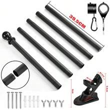 Wall Mounted Mount Telescopic Flag Pole Top Gold Ball Aluminum Flagpole - Black - View 3