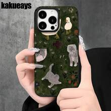 Funda protectora para phone con diseño de césped y orificios grandes. Compatible con phone 16 Pro Max, 16, 15 Pro, 14, 14 Plus/14 Pro Max, 13, 13 Pro, 12 Pro, 11/11 Pro. Regalos para cumpleaños y fiestas. - Negro - Ver 4