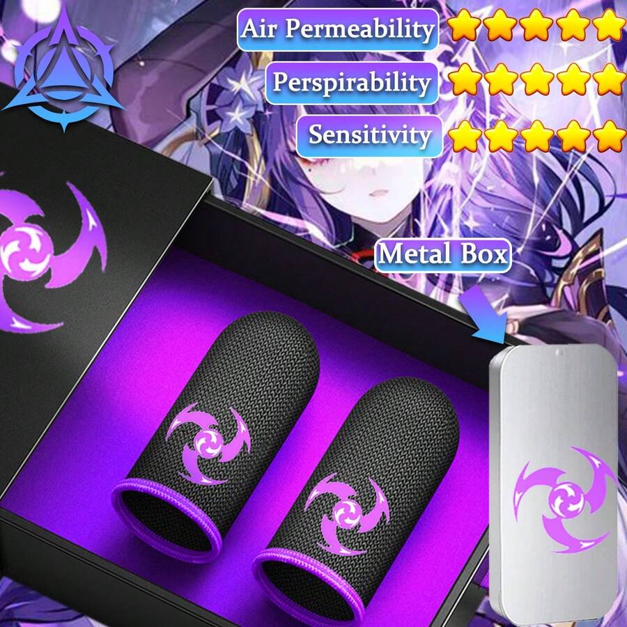 Ultra-Thin Breathable 24-Hour Durable Finger Sleeve For Mobile Gaming: Sweat-Proof, Non-Slip, High Sensitivity Touchscreen Finger Gloves, Suitable For Gamers - Purple - View 1