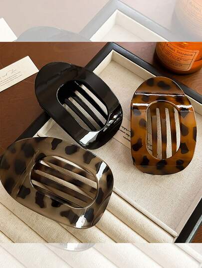 12pcs/8pcs/6pcs/3pcs/1pc Back To School Elegant Abalone Hair Clips,Slouchy Casual Snap Clips,Ins Style Large Abalone Hair