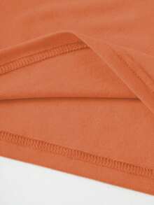 Camiseta informal de manga corta con cuello redondo y estampado de cara de calabaza para mujer, de largo regular y tejido ligeramente elástico, para Halloween - Naranja - Ver 3