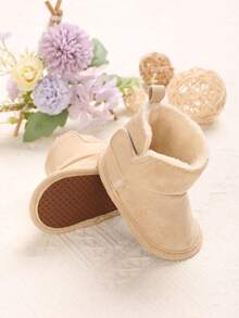0-1 Year Old Infant Winter Boots, Solid Color, Warm & Soft Sole Infant Boots - Apricot - View 5
