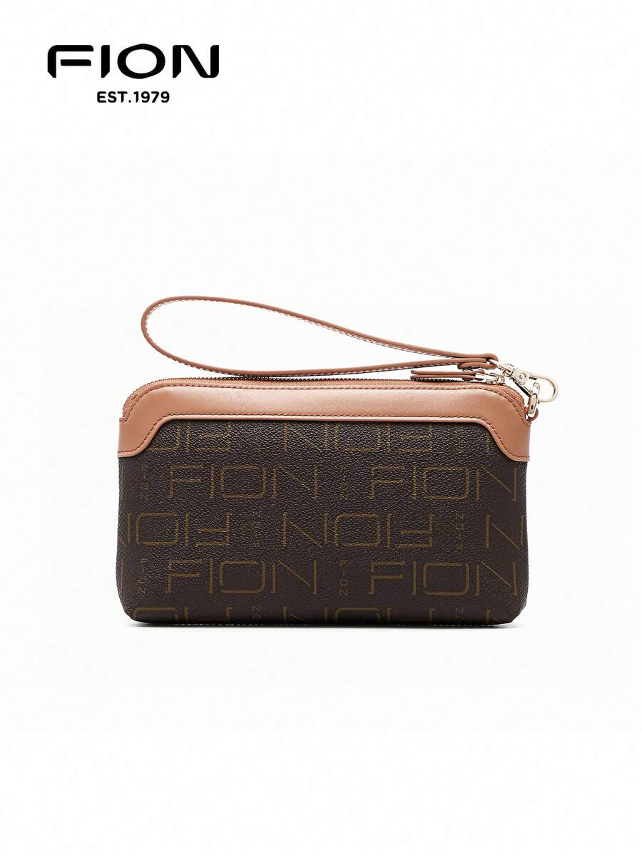 FION Leather Wristlet Clutch Bag Cell Phone Wallet Purse Wristlet Wallet Purses And Handbags For Women - 棕色 - 查看 1
