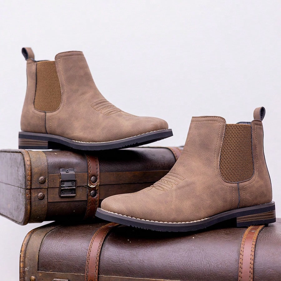 Zapatos premium para hombre, moda, lujo, botas, botas Chelsea, botas de hombre, botas, exteriores, unicolor, fiesta, casual de cuero PU tejido, fiesta