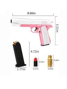 1911 Manual Soft Bullet Toy Gun For Teenagers, Includes 10 Soft Bullets And 8 Shells, Provides Shooting Learning Game, Handgun Model, Birthday Gift (This Product Has Two Options: With Text And Without Text, Randomly Shipped; Some Accessory Colors Are Randomly Shipped; The Size Is Manually Measured And May Have Deviations) - Multicolor - View 11