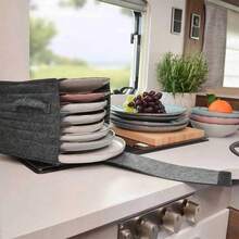 2PCS Caravan Plate Holder Tableware Storage Bag For Motorhome Campervan Boat Cupboard - Dark Grey - View 6