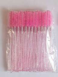 100 יחידות מקלות מסקרה חד פעמיים, מברשת ריסים עם זיפי ניילון, אפליקטור להארכת גבות ללא ריח עם מוט פלסטיק ABS, מתאים לעור רגיל - סט מקלות ורוד ושחור