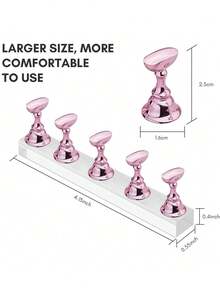 1 Set Pink Nail Polish Display Rack, Magnetic Nail Art Practice Holder, Acrylic Nail Salon Equipment & Decor For Beginner Nail Art Display And Practice - Pink - View 5