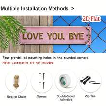 2D Flat - 1pc Vintage "Love You, Bye" Metal Sign - Pink, 4x16 Inch, Rustic Wall Decor For Entryway, Hallway, Or Living Room - Perfect Housewarming Gift Or Valentine'S Day Present, Family-Themed Design, Wall-Mounted, No Power Needed, Housewarming Gift|Vintage Wall Art|Rustic Design, House Deco - Nhiều màu - Xem 5