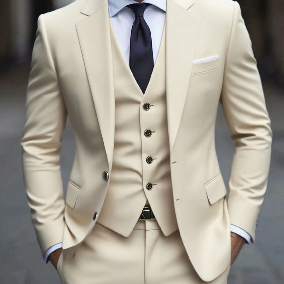 Piezas Conjunto de Traje de Hombre: Chaqueta, Chaleco y Pantalones, Vestimenta Formal de Moda para Boda, Fiesta