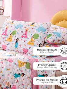 Single/Double Bedspread 3 Pieces Double-Sided Children's Quilt Original Disney Cotton Super Soft - 神奇公主 - 查看 5