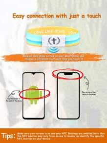 1pc Bible Verse Bracelet, NFC Enabled Christian Daily Prayer Text Bracelet, Unisex, Suitable As Holiday Gift For Halloween, Christmas, New Year