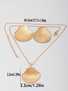 1 Bộ trang sức sao biển, vỏ sò, hoa tai xoắn ốc và vòng cổ bằng thép không gỉ cho nữ, quà tặng ngày lễ bãi biển thông thường, bộ trang sức cá nhân hóa - Loạt bài về sinh vật biển - Xem 5
