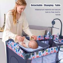 4-In-1 Baby Bassinet Bedside Sleeper With Diaper Changer,Pack And Play ,Foldable Travel Crib Storage Bag & Music Box,Portable Baby Crib Bedding Set,Baby Essentials,Travel-Friendly, Convenient Baby Bed For Newborn To Toddlers - Animal Kingdom - View 6