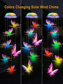 2Piece 2025 UpgradedVersion Butterfly Solar Wind Chimes, 6-Color ChangingLights & Solar-Powered, (800mAh), Suitable For Outdoor Use, Such AsGardens, Windows, Christmas Decorations, PortableOutdoor Decorative Lights, Perfect Gift For Mom, GrandmaWife, Sister,Room Decor,Halloween Lights - Butterfly & Hummingbird Solar Wind Chimes - 查看 2