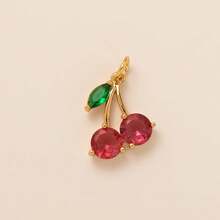 1pc Fashionable & Exquisite Gold-Tone Pig, Cherry Fish, Mushroom Cake Pendant With Cubic Zirconia, Suitable For DIY Necklace, Bracelet, Earring, Bag Chain, Keychain, 18K Gold Plated, Creative Pendant Gift For Wife, Mother, Girlfriend - Multicolor - View 12