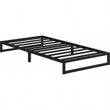 EMODA - Marco de cama doble estrecho de 14 pulgadas, 30 x 75, plataforma de metal resistente, no necesita somier, fácil montaje, sin ruido, negro - 7 pulgadas - Ver 6