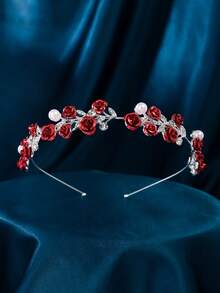 1pc Fashionable Minimalist Women's Headband, Zinc Alloy Material, Sparkling Crystal Flower Design, Suitable For Wedding, Party, Daily Wear, Birthday Gift - Silver - View 6