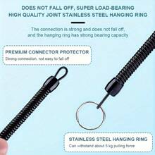 3pcs Multi-Functional Anti-Lost Spring Rope With Carabiner - Retractable Coiled Rope, Suitable For Fishing, Boating And Safety Connection, Durable Alloy Steel And TPU Material, Red/Black/Grey, Boating Safety Gear | Portable Convenience | High-Quality Components