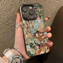 Funda para teléfono con estampado de tigre, elegante y de diseño, compatible con phone 16, 15, 14, 13, 12, 11, XP y Plus. Accesorios personalizados y duraderos para usuarios con estilo. Ideal para regalar a amigos, familiares o para ti mismo. - Multicolor - Ver 3