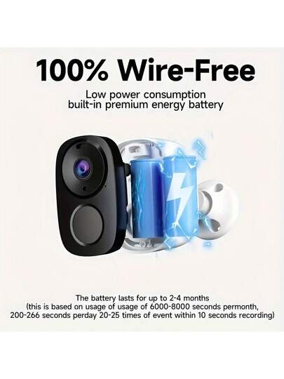 2K Wireless Outdoor Surveillance Camera Spotlight Battery Powered, Wi Fi Enabled, Night Vision, AI PIR Motion Detection, Two Way Audio, Zwart view 6