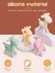 2 pezzi Giocattolo da dentizione in silicone a forma di cerbiatto carino, facile da afferrare, regalo per festa di nascità, giocattolo per neonati