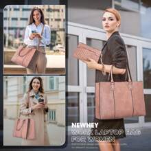 NEWHEY 女士笔记本电脑包 15.6 英寸工作手提包皮革电脑包带手拿包专业办公公文包防水手提包单肩包商务旅行学院 - 彩色 - 查看 10