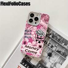 1 funda protectora para teléfono con diseño de billete rosa y orificios grandes. Compatible con phone 16 Pro Max, 16, 15 Pro, 14, 14 Plus/14 Pro Max, 13, 13 Pro, 12 Pro, 11/11 Pro (Serie Pro). Regalos para cumpleaños y festividades. Regalos para cumpleaños y festividades - Blanco - Ver 3