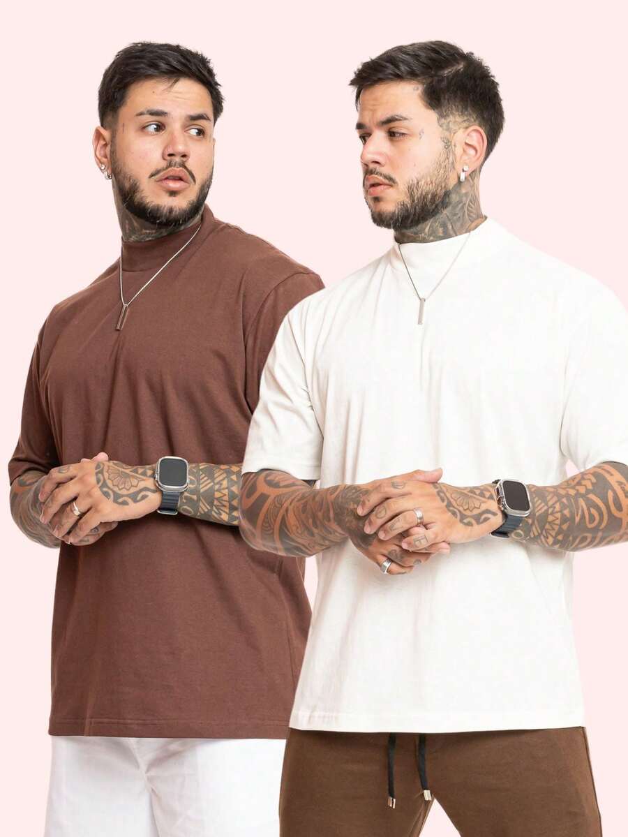 Kit 2 Oversized Premium Cotton Street Style T-Shirts - White - View 1