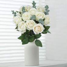 1pc/3pcs/5pcs Champagne Artificial Roses With Stems, Velvet Cloth Rose Bouquets, Fake Roses, Suitable For Home Decor, Living Room Decor, Room Decor, Wedding Decor, Centerpieces, Party Decor, Garden Decor, And As Gifts For Valentine's Day, Birthdays, Proposals, Graduations. - Champagne - View 3