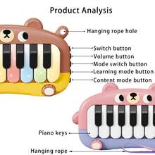 1pc Baby Musical Toy, Cartoon Piano Toy, Bear Piano, Early Education Children Toy, Suitable For Infants 0+ Months (Batteries Not Included) - Multicolor - View 6