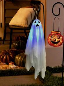 1PC Halloween Outdoor Decoration, Halloween Party Indoor Decoration, Glowing Ghost (Slap The Head Switch Will Scream And Float Up And Down), Halloween Ghost Lights Suitable For Porch, Patio, Garden And Lawn Atmosphere Decoration - White - View 5